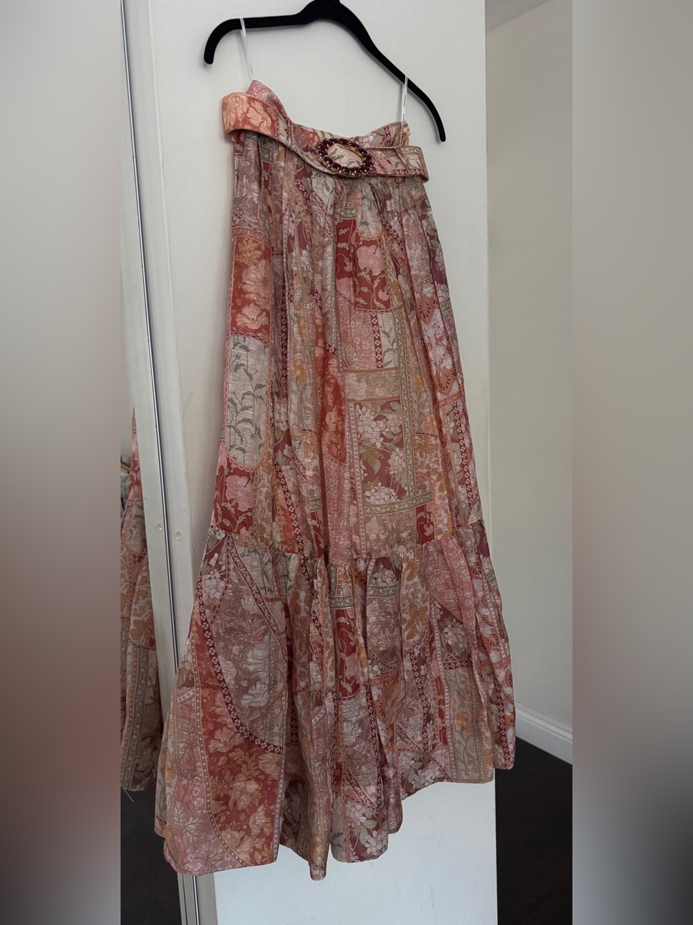 ZIMMERMANN Tiggy Paisley Linen Maxi Midi Skirt Size 0 Crystal Buckle Belt - Picture 5 of 15
